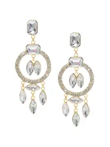 Shining Jewel - By Shivansh Shining Jewel By Shivansh Gold-Toned Gold Plated Contemporary Drop Earrings