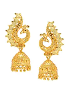 Shining Jewel - By Shivansh Women Gold-Toned Contemporary Jhumkas Earrings