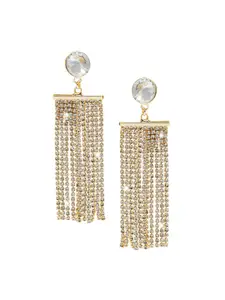 Shining Jewel - By Shivansh Shining Jewel -By Shivansh Gold-Toned Gold Plated Contemporary Drop Earrings