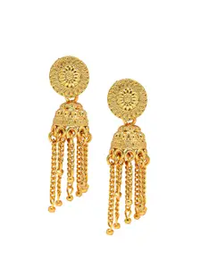 Shining Jewel - By Shivansh Gold-Plated Classic Jhumkas Earrings