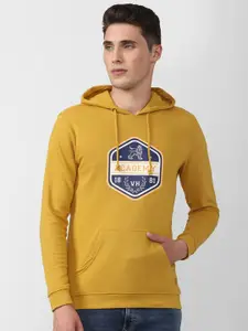Van Heusen ACADEMY Men Yellow Printed Hooded Sweatshirt