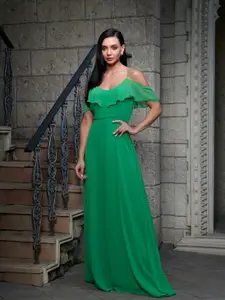 Style Island Women Green Solid Maxi Dress