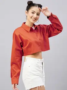 CHIMPAAANZEE Women Red Relaxed Casual Shirt