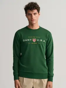 GANT Men Green Printed Sweatshirt