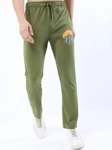 HIGHLANDER Men Olive Green Solid Drawstring Track Pants