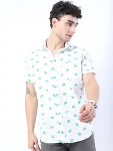 LOCOMOTIVE Men White Slim Fit Printed Casual Shirt