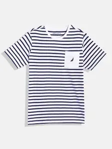 Nautica Boys Pure Cotton Striped T-shirt