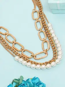 DressBerry Rose Gold & White Brass Rose Gold-Plated Layered Necklace