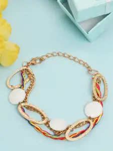 DressBerry Women Rose Gold & White Brass Handcrafted Multistrand Bracelet