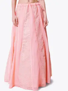 studio rasa Woman Pink Georgette Gota Embroidered Skirt