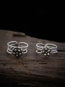 Kushal's Fashion Jewellery Kushal's Fashion Jewellery Rhodium-Plated Oxidised 92.5 Pure Silver Toe Ring