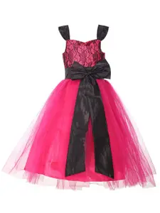 Samsara Couture Magenta & Black Net Dress
