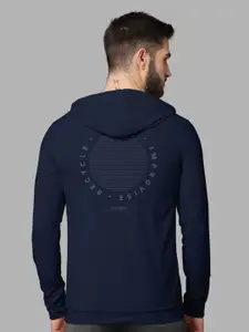 BULLMER Men Navy Blue Typography T-shirt