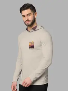 BULLMER Men Beige Typography Cotton T-shirt