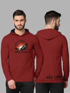 BULLMER Men Maroon Typography Printed Cotton T-shirt