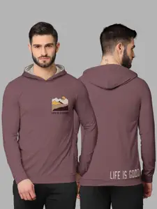 BULLMER Men Taupe Typography Printed Cotton T-shirt