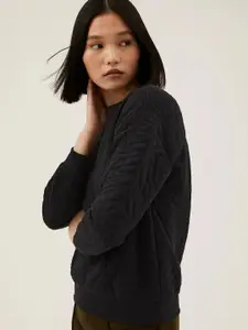 Marks & Spencer Women Black Sweatshirt