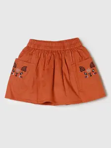 max Girls Coral Solid Pure Cotton Skirts