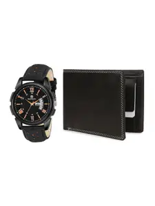 MARKQUES Set of 2 Men Black Leather Wallet & Watch Combo Gift Set