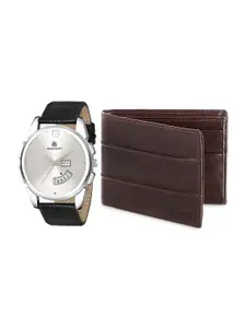 MARKQUES Men Brown & Black Watch and Wallet Combo Accessory Gift Set