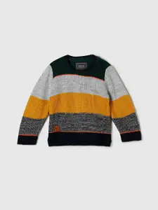max Boys Grey & Yellow Striped Pullover