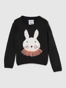 max Girls Printed Bunny Embroidered Long Sleeves Pullover