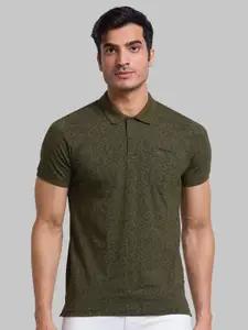 Parx Men Green Polo Collar Organic Cotton T-shirt
