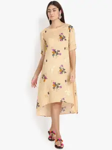 DIVINATION Women Multicoloured Floral Printed Thread Work Kurta