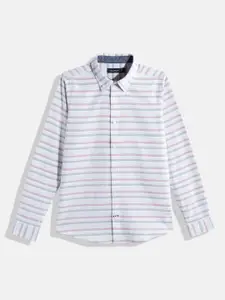 Nautica Boys Multi or Variegated Stripes & Self Design Opaque Pure Cotton Casual Shirt