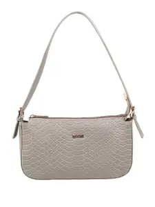 Mochi Women Grey Textured Structured Shoulder Handbag