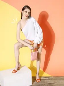 Berrylush Women Stylish White Solid Asymmetry Sweater