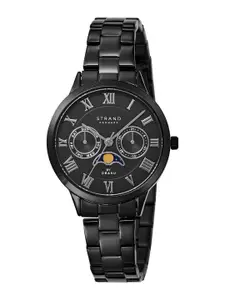 STRAND BY OBAKU Women Black Brass Dial & Black Stainless Steel Digital Watch S728LMBBSB
