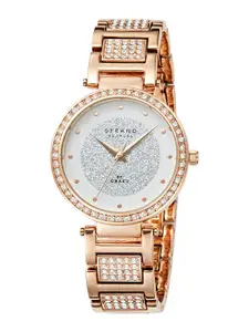 STRAND BY OBAKU Women Brass Embellished Dial & Straps Watch S713LXVWSV-DB-White
