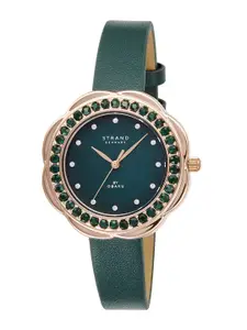 STRAND BY OBAKU Women Green Brass Patterned Dial & Green Bracelet Style Straps Analogue Watch S735LXVEVE-CSE