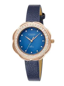 STRAND BY OBAKU Women Blue Embellished Dial & Textured Straps Analogue Watch- S735LXVLVL
