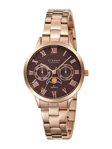 STRAND BY OBAKU Women Brown Dial & Rose Gold Toned Straps Analogue Watch S728LMVNSV