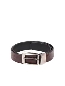 Hidesign Men Brown & Black Textured Reversible Leather Belt