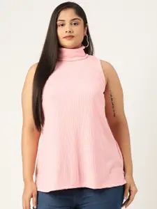 theRebelinme Pink Solid Plus Size Cotton Top