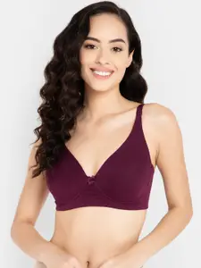 Clovia Purple Lightly Padded Non-Wired Full Cup T-shirt Bra