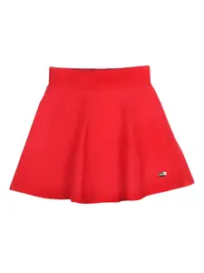 Tiny Girl Girls Red Solid A-Line Skater Mini Skirts