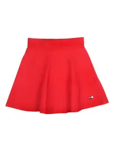 Tiny Girl Girls Red Solid Mini-Length Flared Skirt