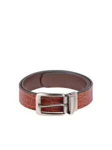 Hidesign Men Tan Brown Textured Reversible Leather Belt