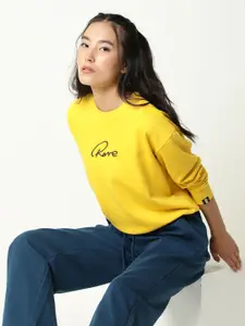 RAREISM Women Yellow Printed Sweatshirt