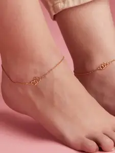 Zavya Pair of Embellished Rose-Gold Plated Anklet
