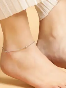 Zavya Embellished Rhodium Plated Anklet