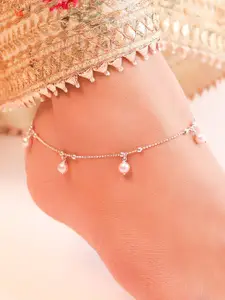 Zavya Women 925 Pearl Studded Sterling Silver Anklet