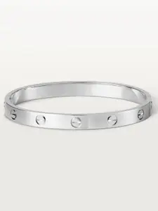 Jewels Galaxy Women Silver-Toned Silver-Plated Bangle-Style Bracelet