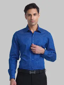 Raymond Men Blue Printed Pure Cotton Formal Shirt
