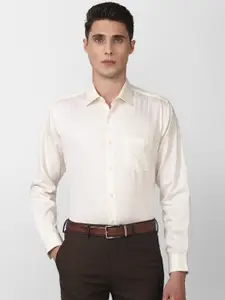 Van Heusen Men Cream-Coloured Checked 100% Cotton Formal Shirt