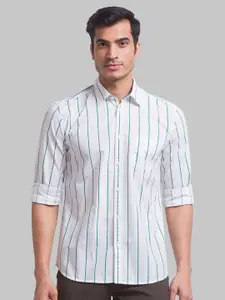 Parx Men Slim Fit Striped Pure Cotton Casual Shirt